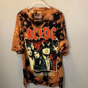 AC/DC Tie Dye Orange Black Graphic Tee Highway to Hell Men’s 2X